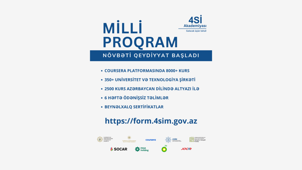 “4Sİ Akademiyası” çərçivəsində “Milli Proqram”ın ikinci mərhələsi üçün qeydiyyat başlayıb
